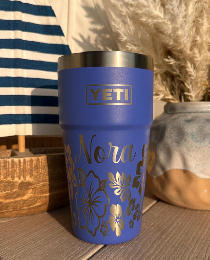 Premium 20oz Stackable Tumbler with Tropical Floral Wrap Design