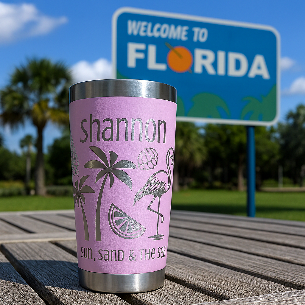 20oz Florida Vacation Themed Tumbler