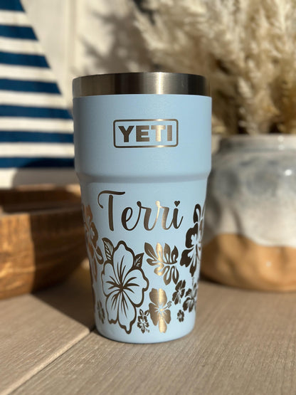 Premium 20oz Stackable Tumbler with Tropical Floral Wrap Design