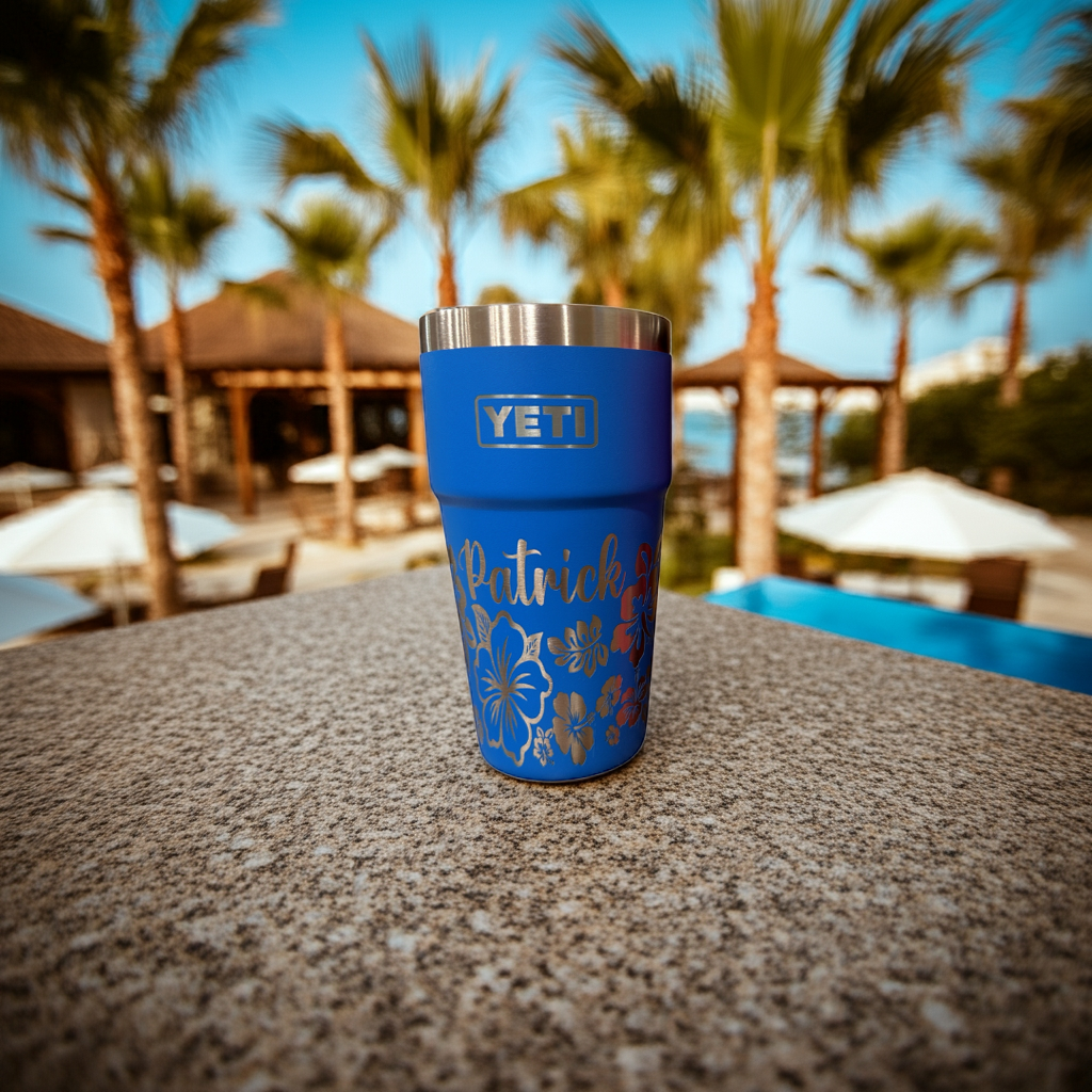 Premium 20oz Stackable Tumbler with Tropical Floral Wrap Design